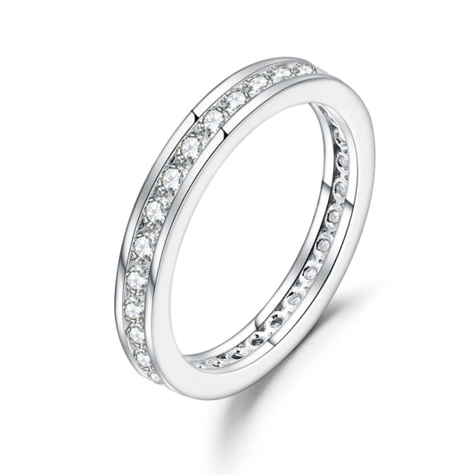 Fashion Moissanite Ring for Women925Sterling Silver Platinum Plated Inlaid Full Row Moissanite Ring
