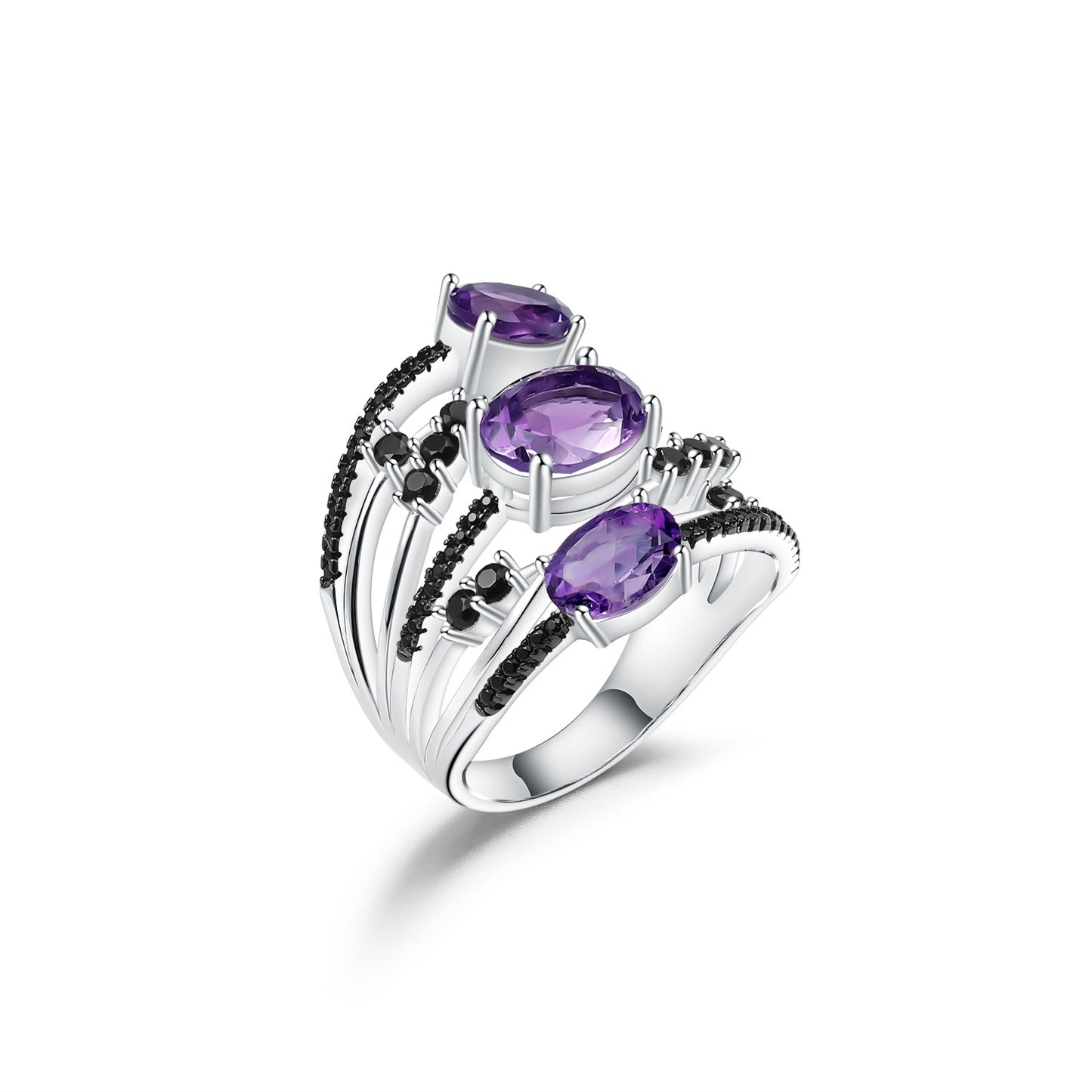 Luxurious and High-end Natural Garnet Ring with a Sense of Design Prosperous Series s925Silver Natural Colored Gems Ring