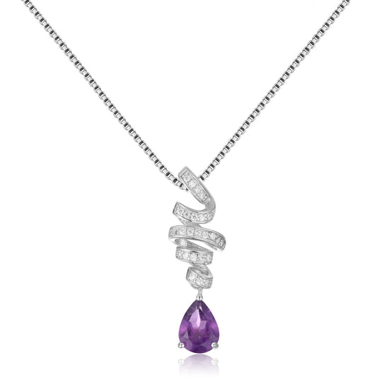 New Design Jewelry Amethyst Gemstone Pendant French Romance925Silver Inlaid Natural Gemstone Necklace Pendant