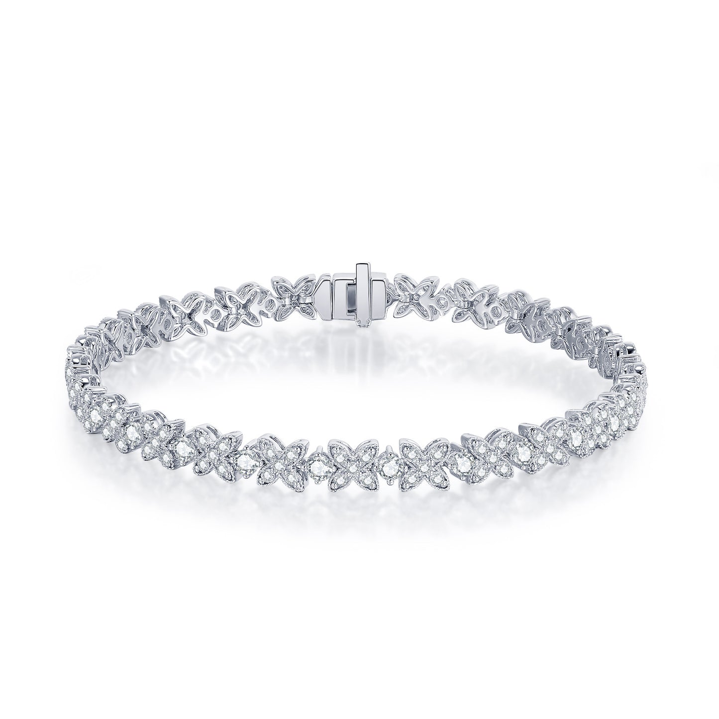 Bright Diamond18k Gold Bracelet with Cultivated Diamond Flower Au750Platinum Bracelet Full of Diamonds with a Sense of Design
