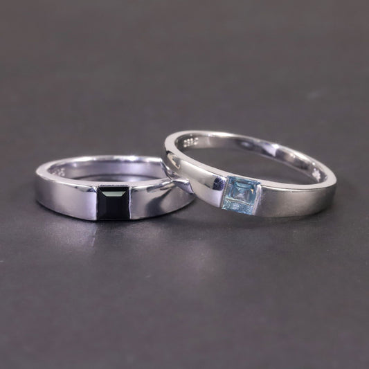 Commuting Simple Style Unisex Rings925Wholesale Pure Silver Natural Topaz Black Spinel Gemstone Ring