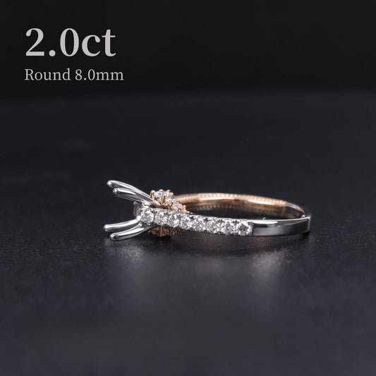 Elegant and Luxurious Classic Full Body9/10/14/18k Gold Ring Setting Four-Prong Micro Pave Wedding Diamond Ring Blank Setting
