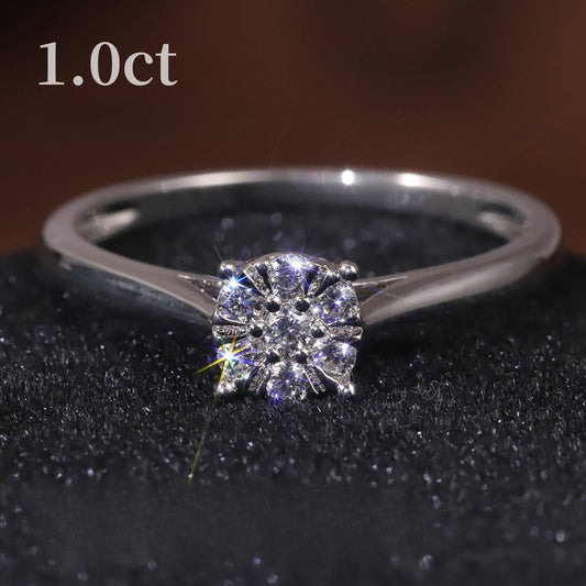 Elegant Cluster with Crushed Diamonds9/10/14/18k White Gold Rose Gold Yellow Gold Ring Small Cultivated Diamond Ring