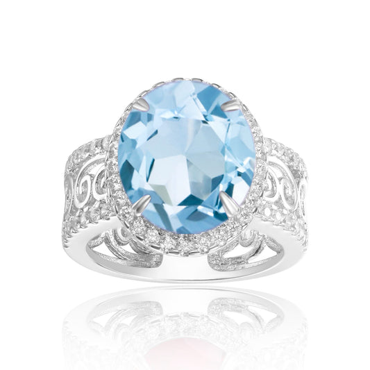 Luxurious Design s925Silver Inlaid Natural Topaz Ring High-end Jewelry Natural Gemstone Ring
