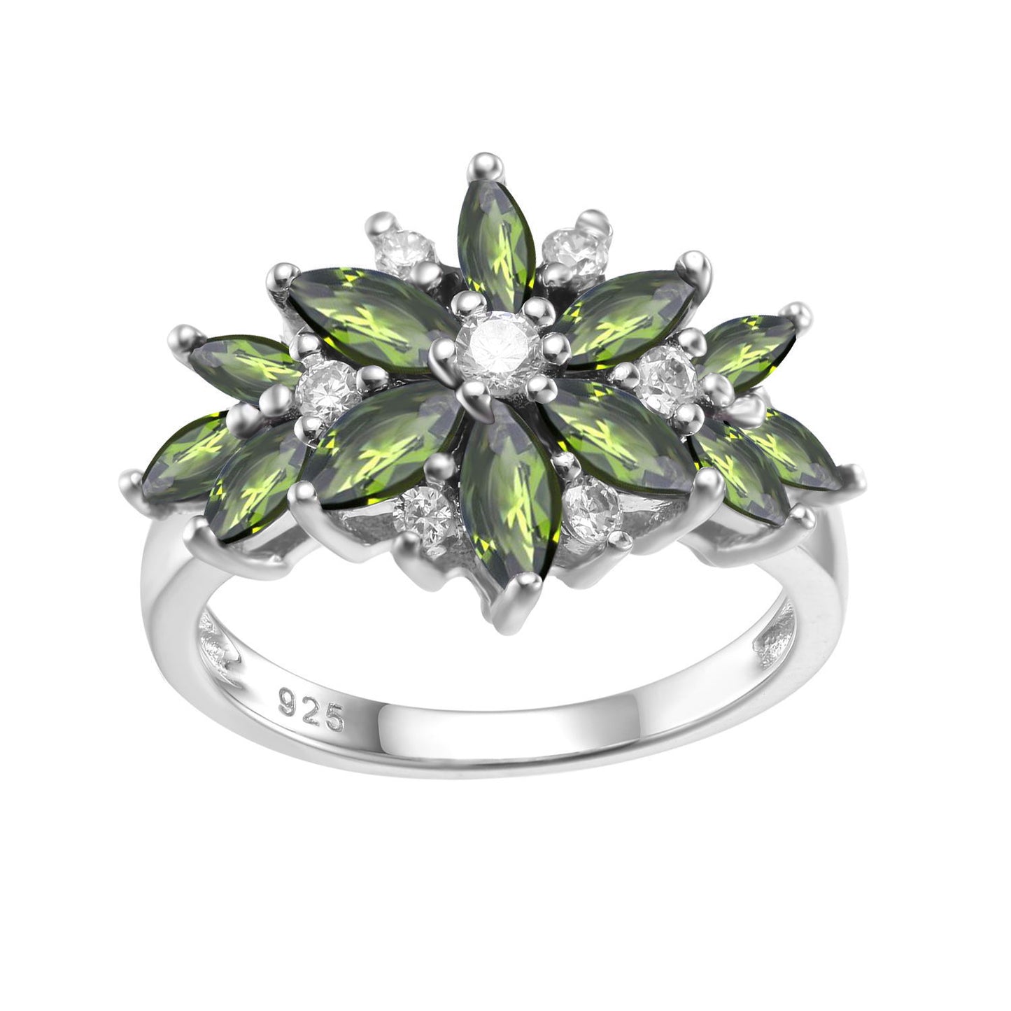 Luxury Fashion Natural Gemstone Ring for Women Sophisticated Design s925Sterling Silver Fully-Inlaid Natural Tourmaline Ring