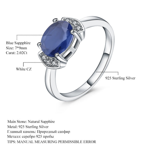 Fashionable Light Luxury Sapphire Ring for Men and Women In Stock Direct Supply Elegant Personality s925Sterling Silver Inlaid Gemstone Ring