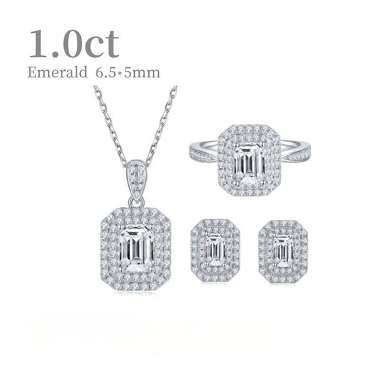 Luxury Ring Earrings Necklace Full Body9/10/14/18k Platinum Rose Gold Yellow Gold1Carat Moissanite Set