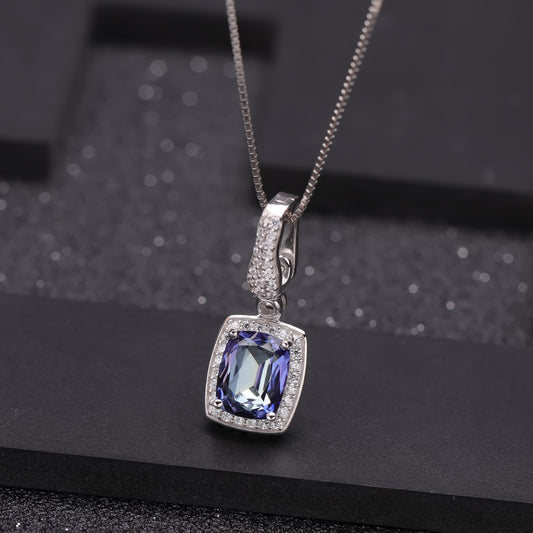 Luxurious Colorful Gemstone Necklace Pendant Fashionable and Unique Style s925Silver Inlaid Crystal Necklace Pendant