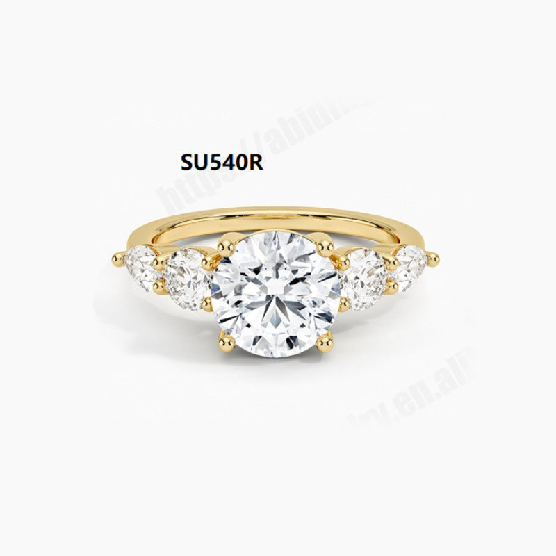 Luxurious Gold Ring18k Gold Inlaid with Moissanite1Carat Wedding Ring with a Sense of Sophistication9/10/14k Gold Ring Setting Blank