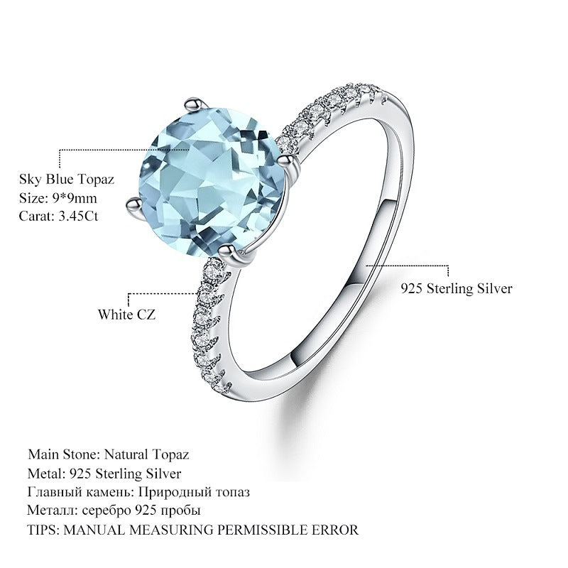 Fashionable Light Luxury Personality Gemstone Ring Seiko Inlaid with Natural Gemstone Amethyst s925Silver Rings Wholesale