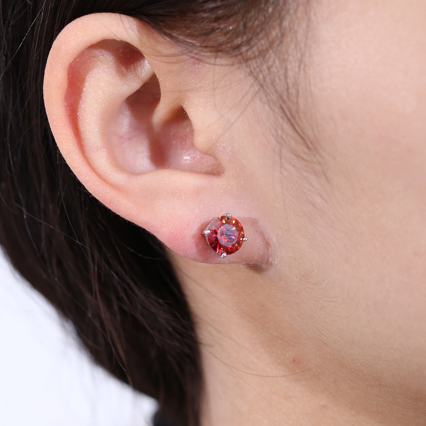 Colorful2Carat Moissanite Earrings Small and Exquisite S925Sterling Silver Colorful Moissanite Stud Earrings