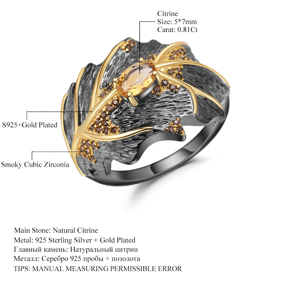 Designer Retro Style Gemstone Ring Italian Craftsmanship Georgia Design925Silver Natural Colored Gems Ring