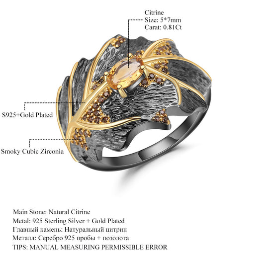 Designer Retro Style Gemstone Ring Italian Craftsmanship Georgia Design925Silver Natural Colored Gems Ring