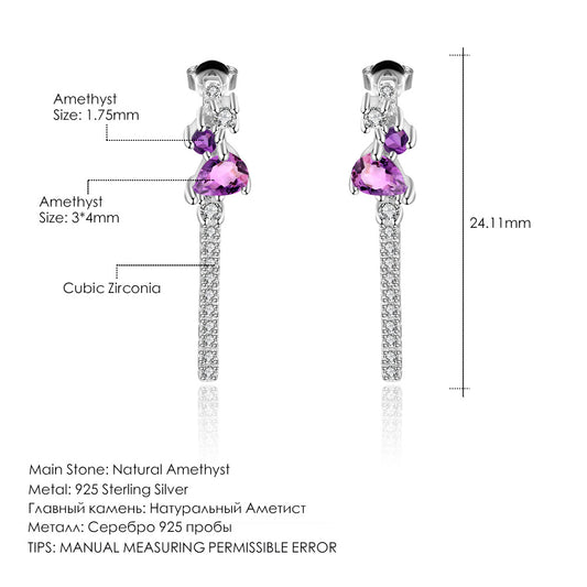 Luxurious and High-End Natural Amethyst Earrings with a Sense of Design Prosperous Series925Silver Inlaid Gemstone Stud Earrings