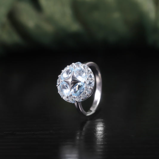 Unique Niche Rings s925Sterling Silver Gemstone Ring Natural Topaz Ring New Style