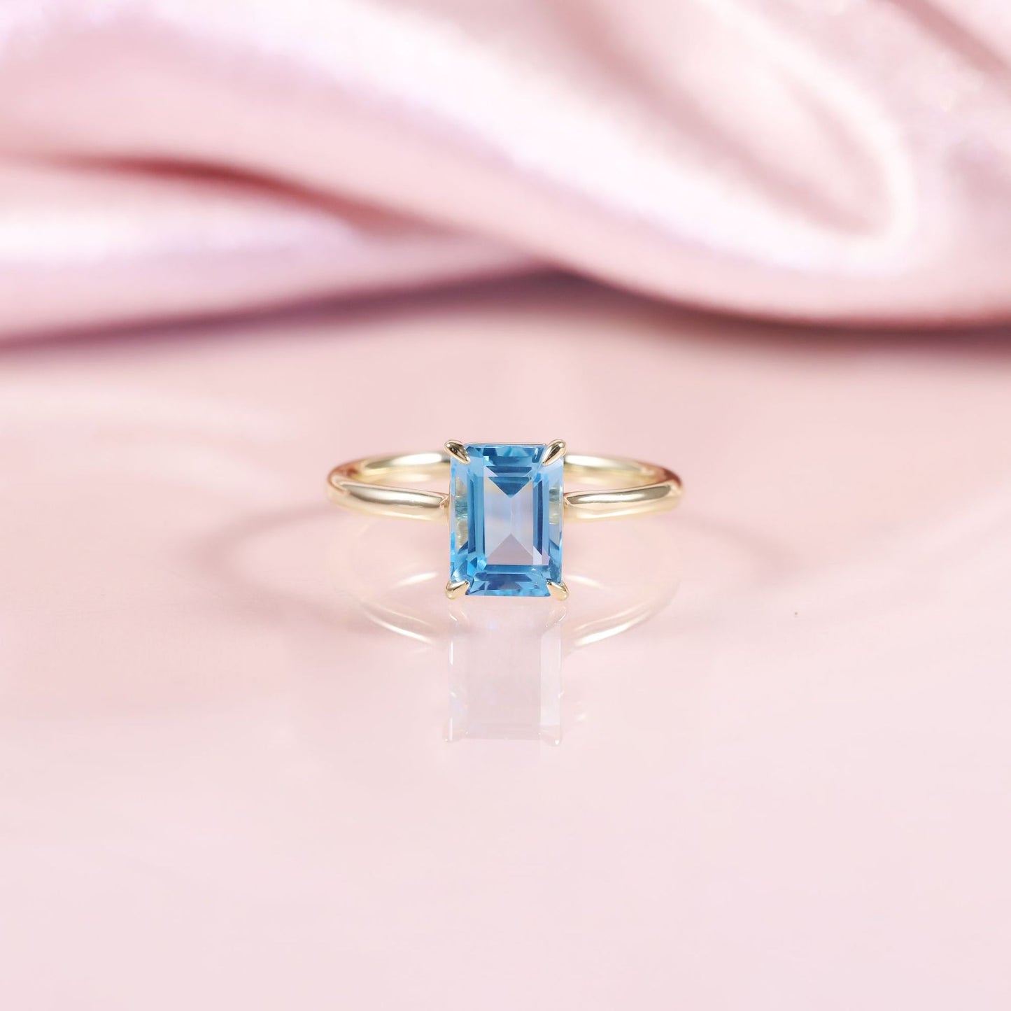 Fresh8.5Carat Gemstone Ring s925Sterling Silver Inlaid with Natural Topaz Large Main Stone Simple Ring