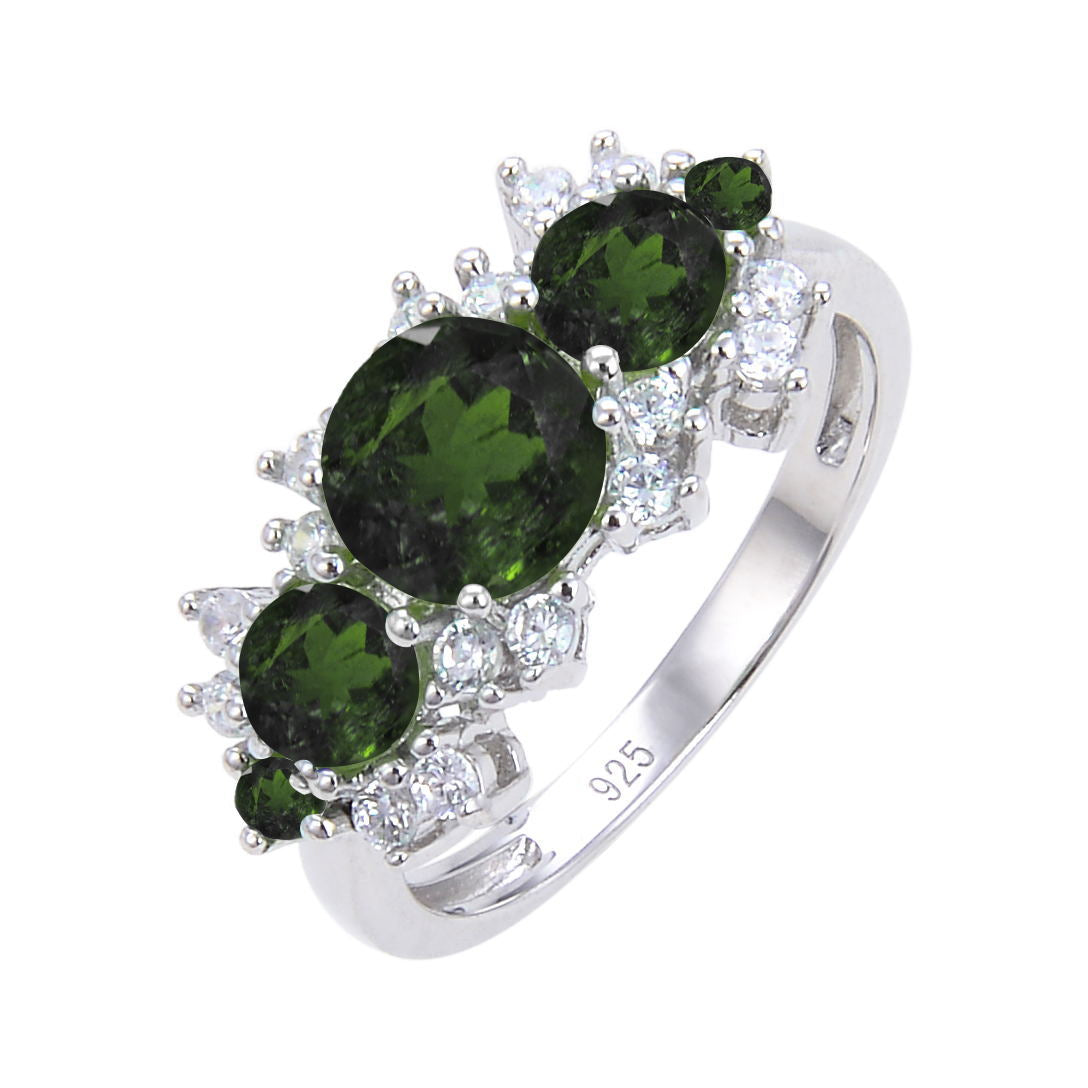 Factory Direct Supply Colorful Natural Stone Rings for Women Unique Fashion Retro s925Silver Inlaid Gemstone Ring