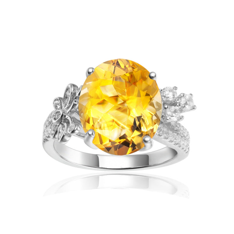 Luxurious Design s925Silver Inlaid Natural Topaz Ring High-end Jewelry Natural Gemstone Ring
