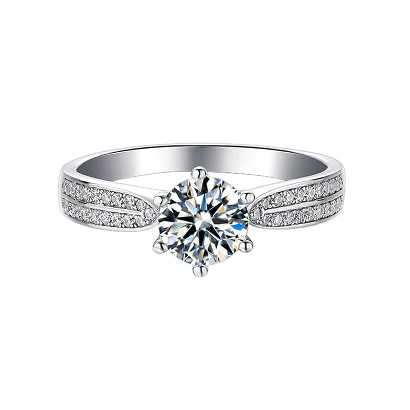 D Color Moissanite Ring for Women Fashion Starlight Queen s925Silver Inlay1Carat Moissanite Ring
