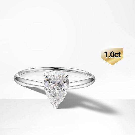 Pear Shape Solitaire18k Gold Inlaid Cultivated Diamond Ring k Gold Engagement Ring1Carat Genuine Diamond White Gold Ring Plain Band