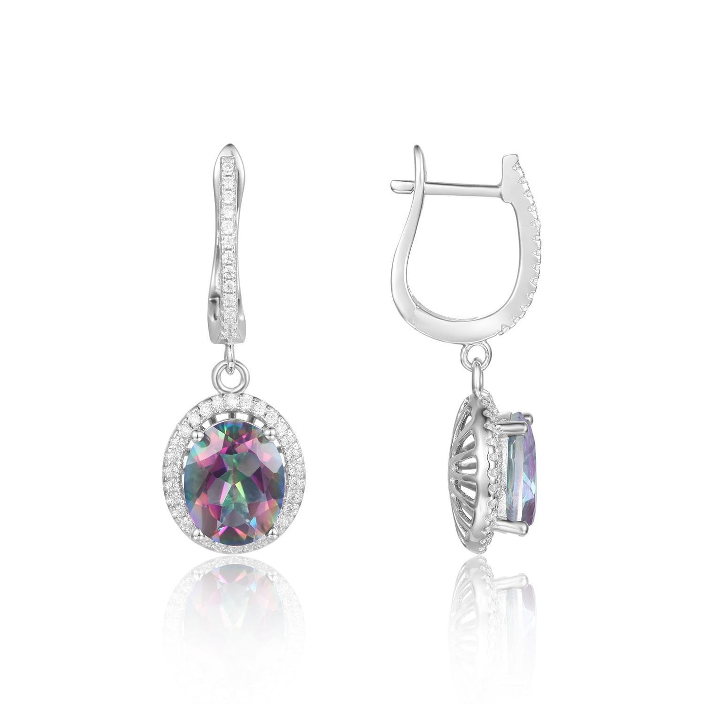 Fashionable Simple Gemstone Earrings Drop Earrings Light Luxury Personality s925Silver Inlaid Colorful Crystal Earrings Studs