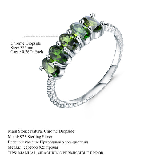 Luxurious Natural Translucent Stone Ring Fashion Temperament s925Silver Inlaid Gemstone Natural Color Gemstone Ring