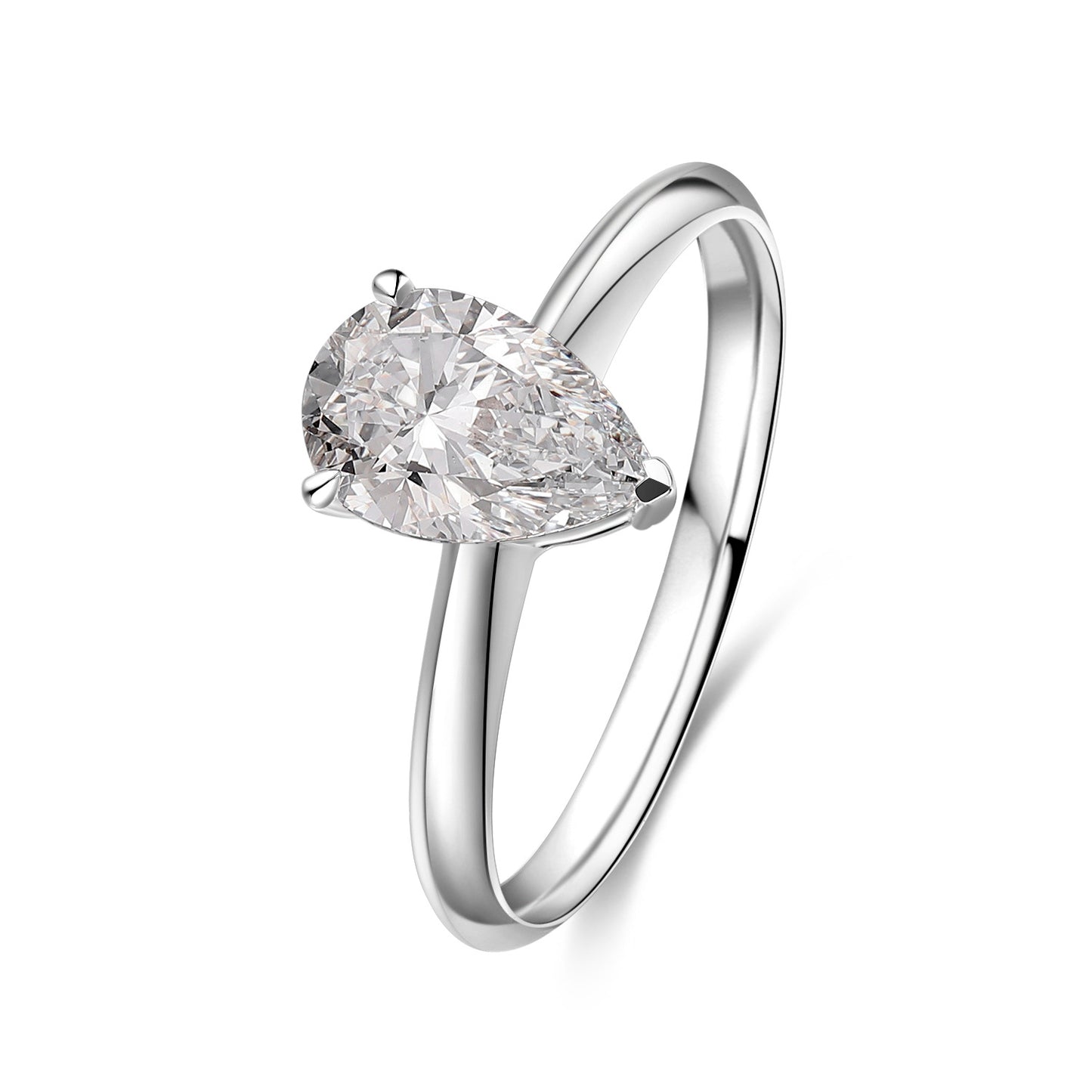 Pear Shape Solitaire18k Gold Inlaid Cultivated Diamond Ring k Gold Engagement Ring1Carat Genuine Diamond White Gold Ring Plain Band