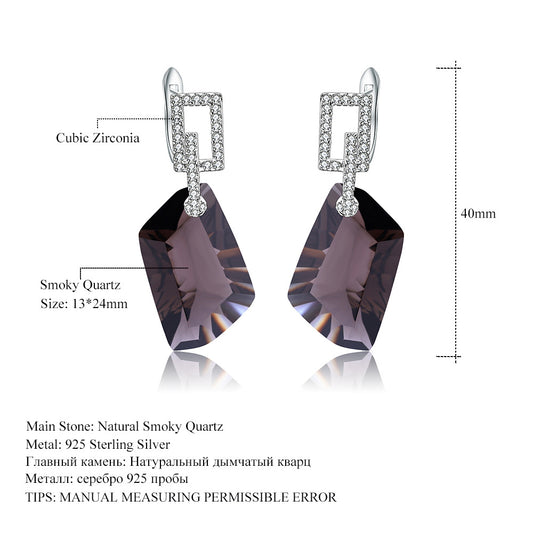 Luxurious High-End Natural Citrine Earrings Fashionable Design s925Silver Irregular Large Carat Natural Gemstone Earrings