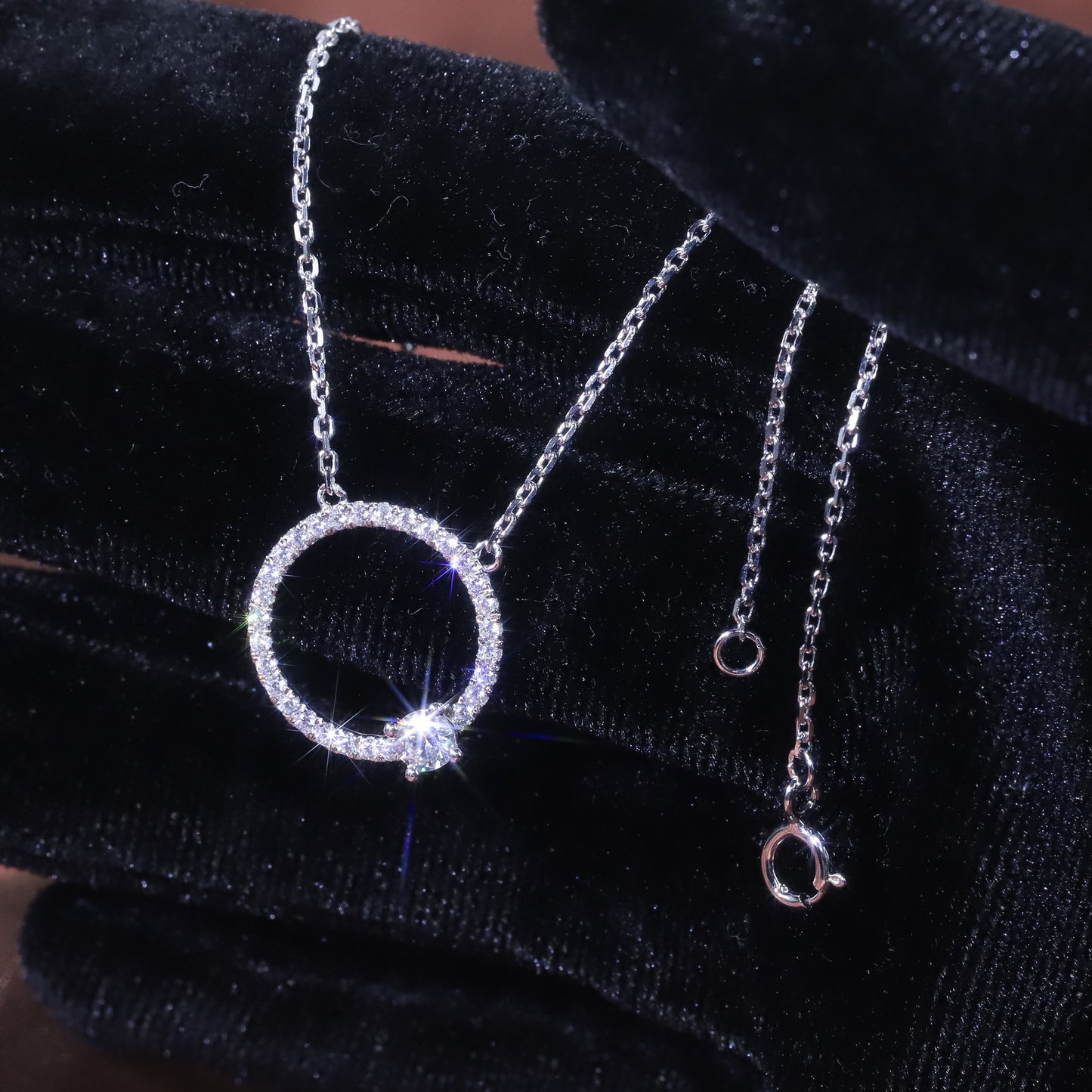 Minimalist Elegant Light Luxury Jewelry Full Body9/10/14/18k White Gold Clavicle Chain Crushed Diamond Cultivated Diamond Necklace