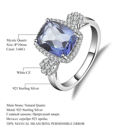 Design Sense Classic Retro Colorful Gemstone Ring Luxurious and Elegant Square Shape s925Sterling Silver Inlaid Crystal Ring