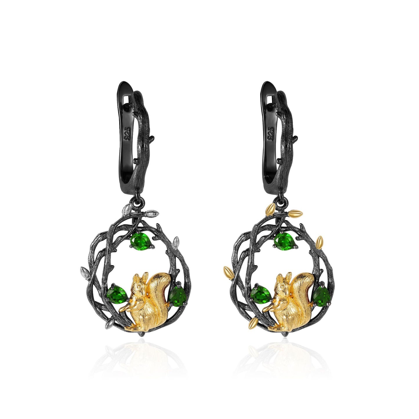 Original Design Natural Crystal Translucent Garnet Earrings925Sterling Silver Squirrel Natural Style Earrings ins Good-looking