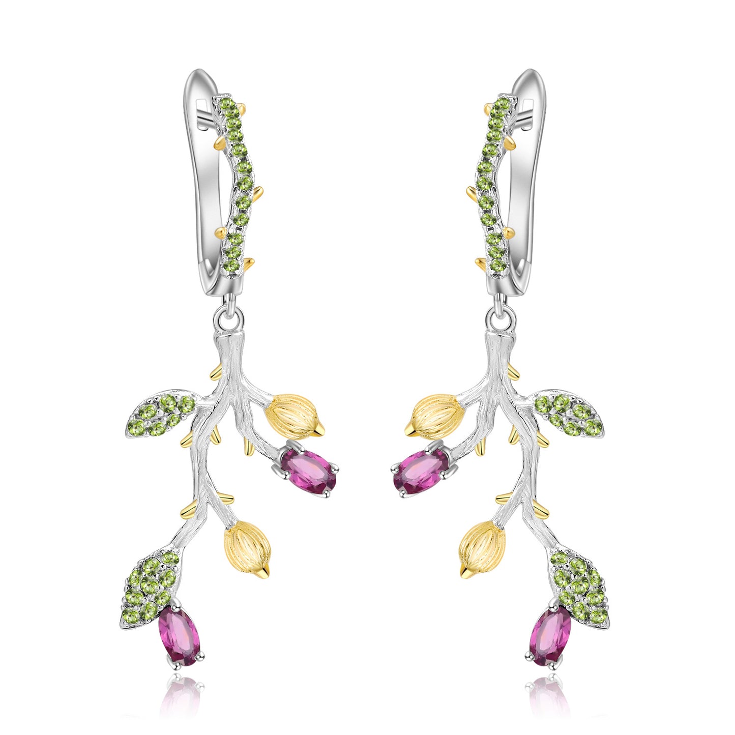 Vintage Natural Style Original Designer Jewelry Earrings Supply925Silver Natural Gemstone Earrings
