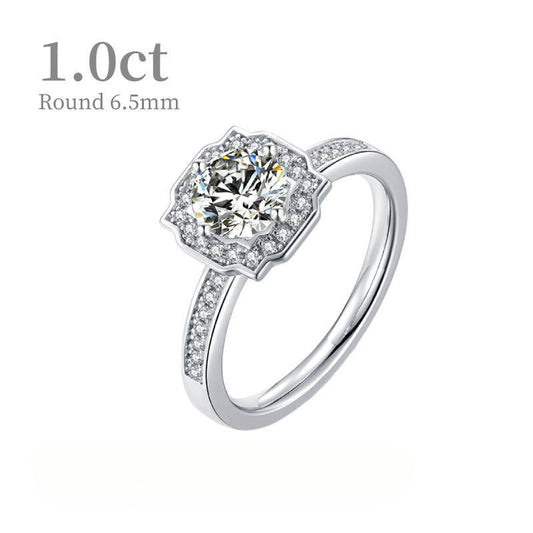 High Aesthetic Value and Elegant Micro-Inlaid1Carat Moissanite Ring GRA Certificate9/10/14/18k Gold Moissanite Ring