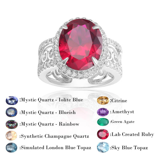 Luxurious Vintage Style Gemstone Ring for Women Retro Fashion s925Sterling Silver Inlaid Cultivated Ruby Ring