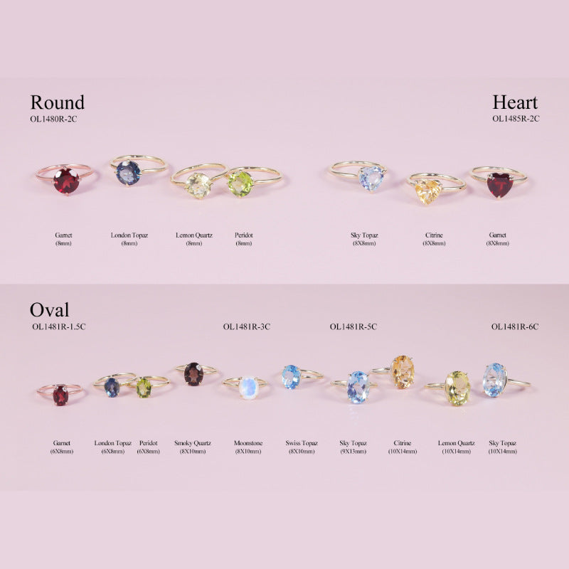 Minimalist Fresh Ring s925Sterling Silver Inlaid with Natural Colorful Gemstone Topaz5/6Large Carat Main Stone Ring