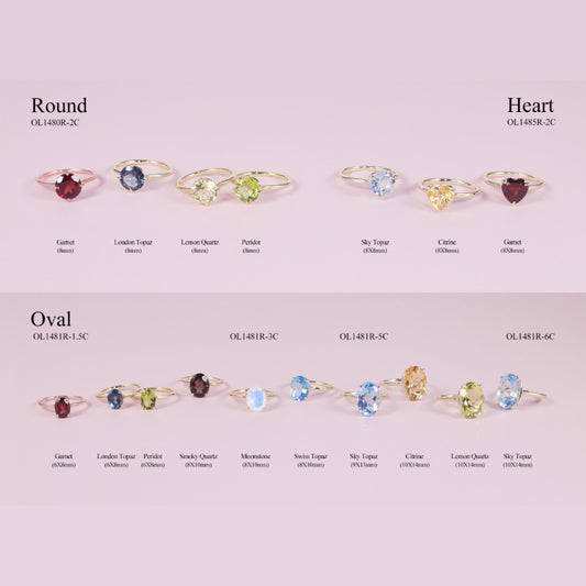 Minimalist Fresh Ring s925Sterling Silver Inlaid with Natural Colorful Gemstone Topaz5/6Large Carat Main Stone Ring