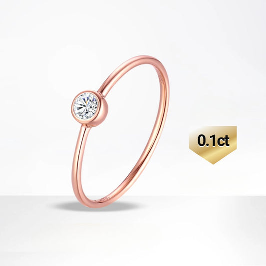 Classic and Simple18k Gold Inlaid Cultivated Diamond Ring0.1Carat Rose Gold Small k Women's Gold Ring