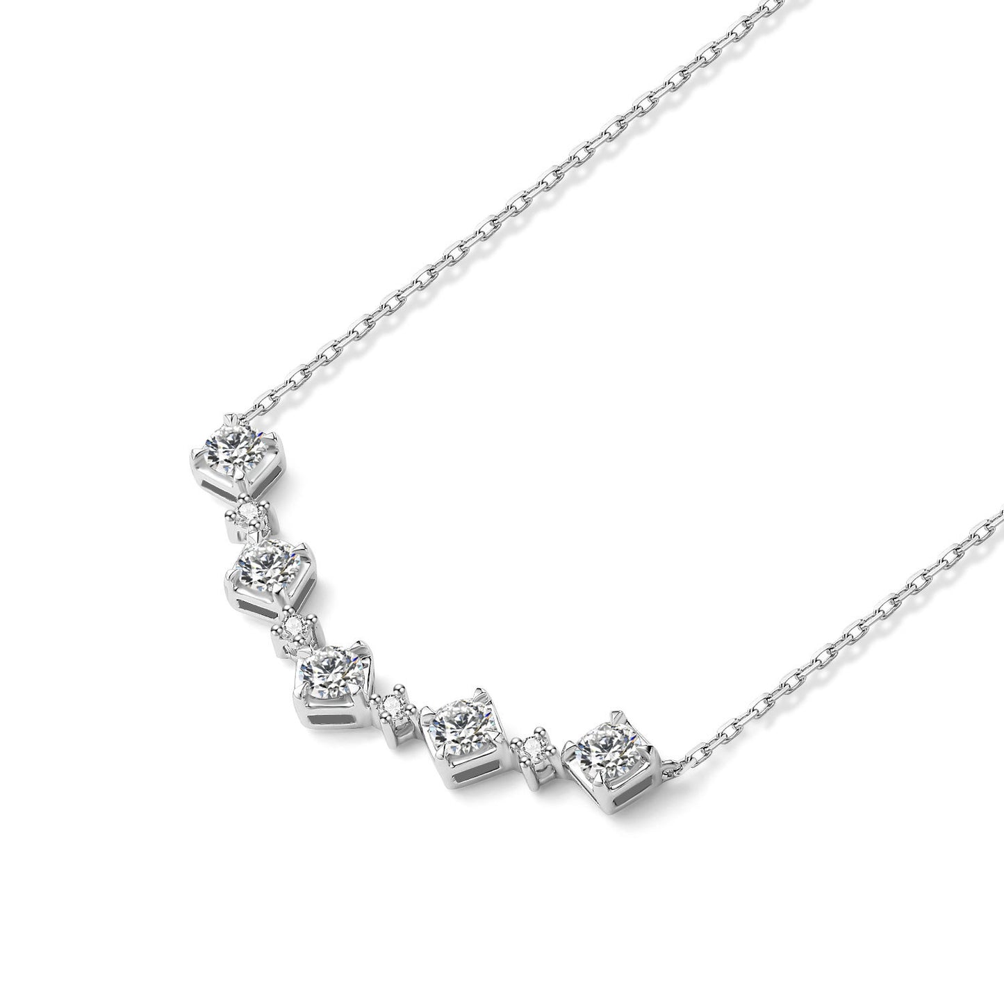 Sense of Design18k Gold Inlaid Cultivated Diamond Necklace for Women Seiko Au750k Gold Platinum Genuine Diamond Clavicle Chain Temperament