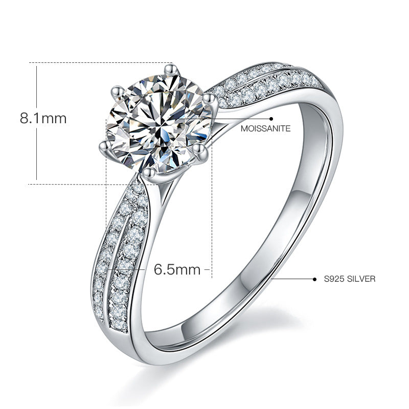 D Color Moissanite Ring for Women Fashion Starlight Queen s925Silver Inlay1Carat Moissanite Ring
