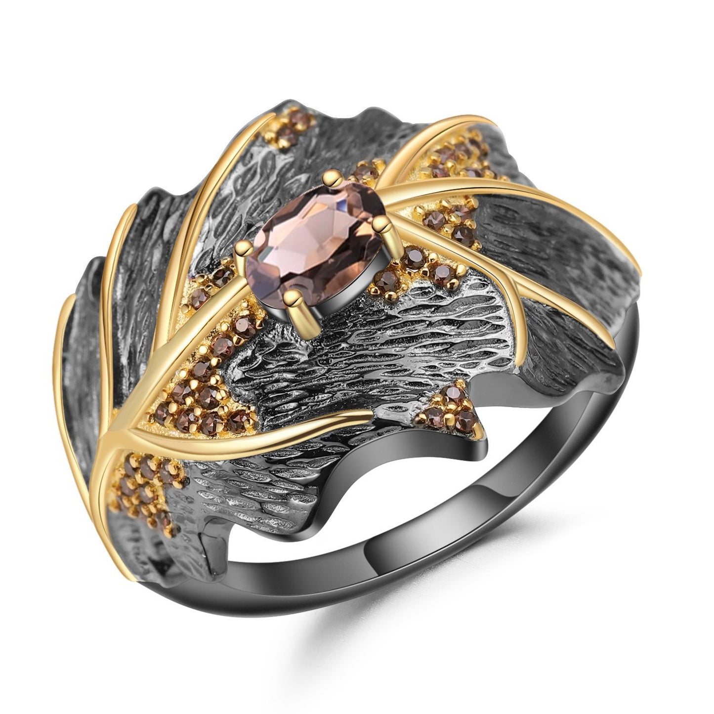 Designer Retro Style Gemstone Ring Italian Craftsmanship Georgia Design925Silver Natural Colored Gems Ring