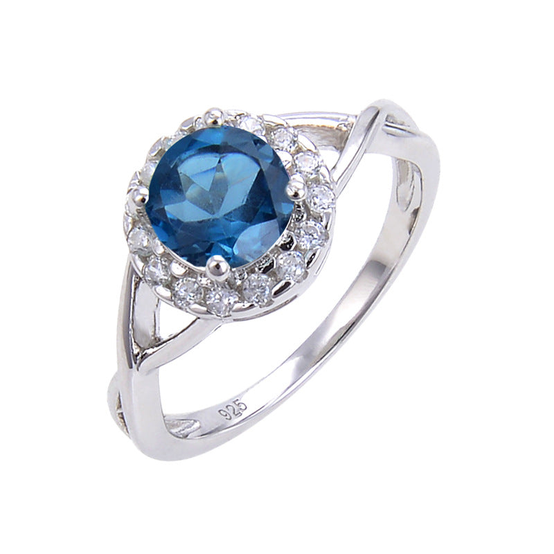 Vintage Natural Emerald Ring s925Sterling Silver Inlaid Sapphire Ring Colorful Gemstone Ring Summer
