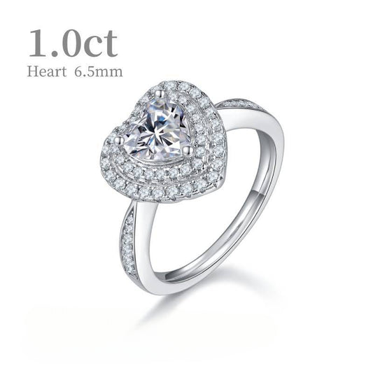 Luxurious Heart-Shaped Ring Full Body9/10/14/18k Platinum Rose Gold Yellow Gold1Carat Moissanite Ring