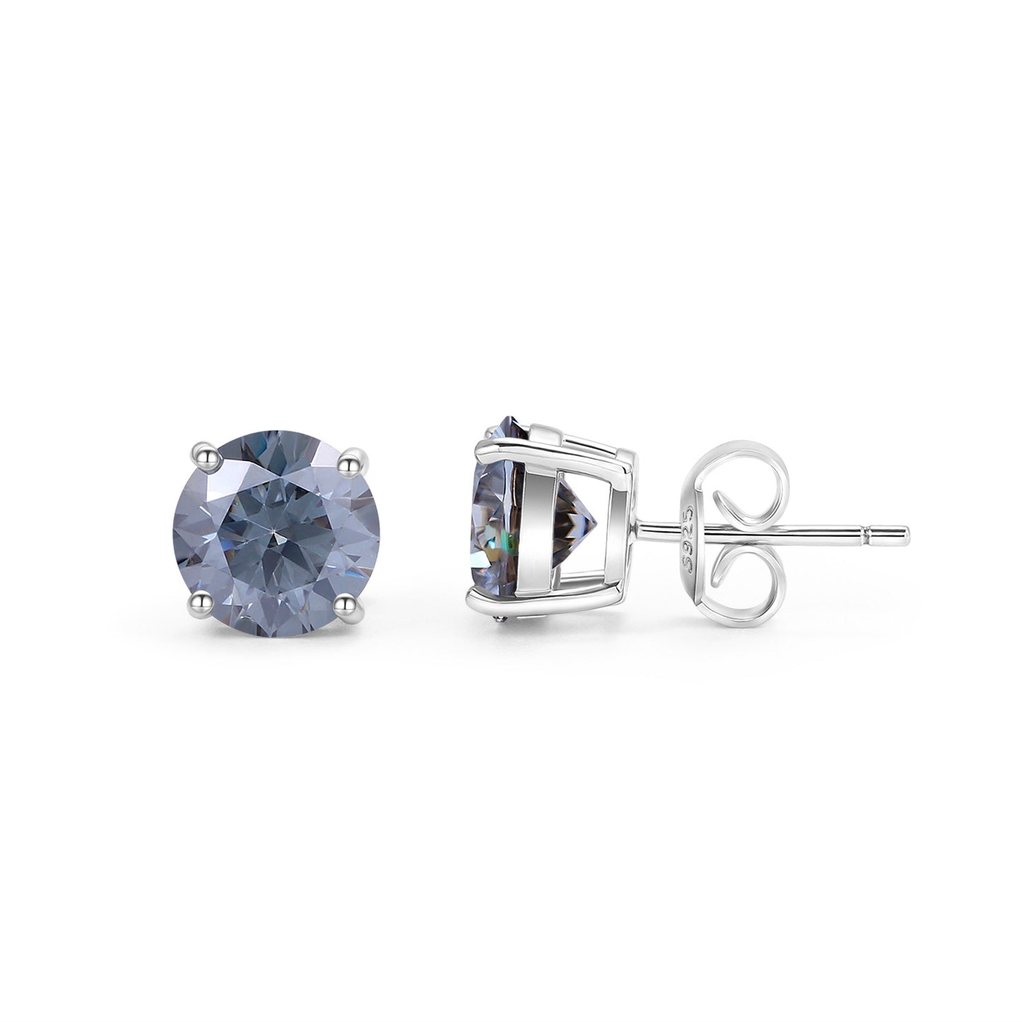 Colorful2Carat Moissanite Earrings Small and Exquisite S925Sterling Silver Colorful Moissanite Stud Earrings