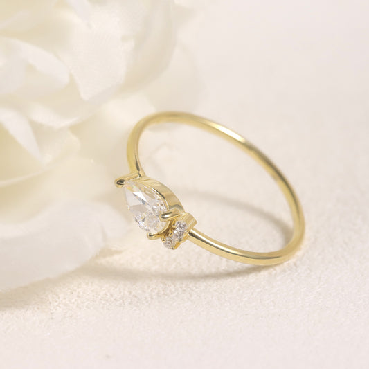 Fashion Commuting Layered Gold-Plated Ring s925Sterling Silver Moissanite Gold Dawn Series Small Ring Trendy