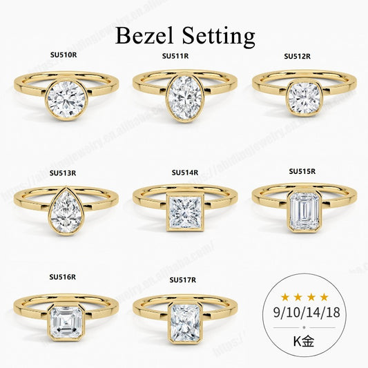 Minimalist Plain Band Ring9/10/14/18K Gold Inlaid with Moissanite1Carat Wedding Ring AU750Ring