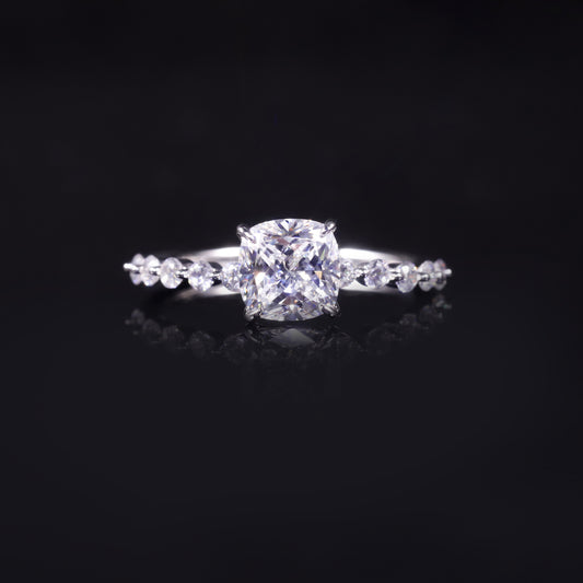 Direct Sales Export s925Sterling Silver Ring Inlaid with Moissanite1.5Carat Fat Square Silver Ring Light Luxury