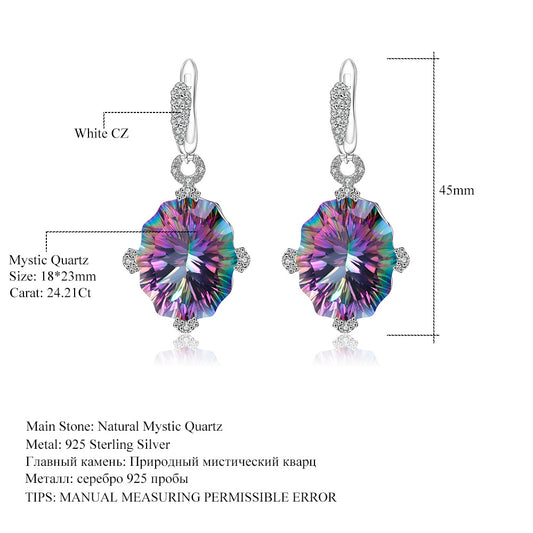 Luxurious Design Sense Colorful Gemstone Earrings High-Grade Temperament s925Silver Plated Colorful Crystal Gemstone Earrings