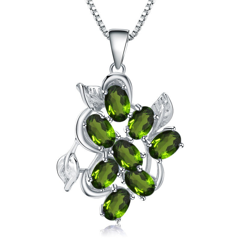 Design Sense Jewelry Topaz Pendant Retro Natural Gemstone Inlay s925Silver Necklace Pendant