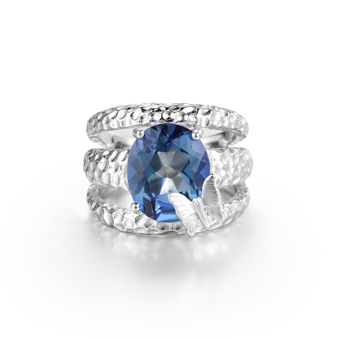 Red Agate Aquamarine Chalcedony Crystal Ring S925Sterling Silver Light Luxury Ring High-end Design Gemstone Jewelry for Men and Women