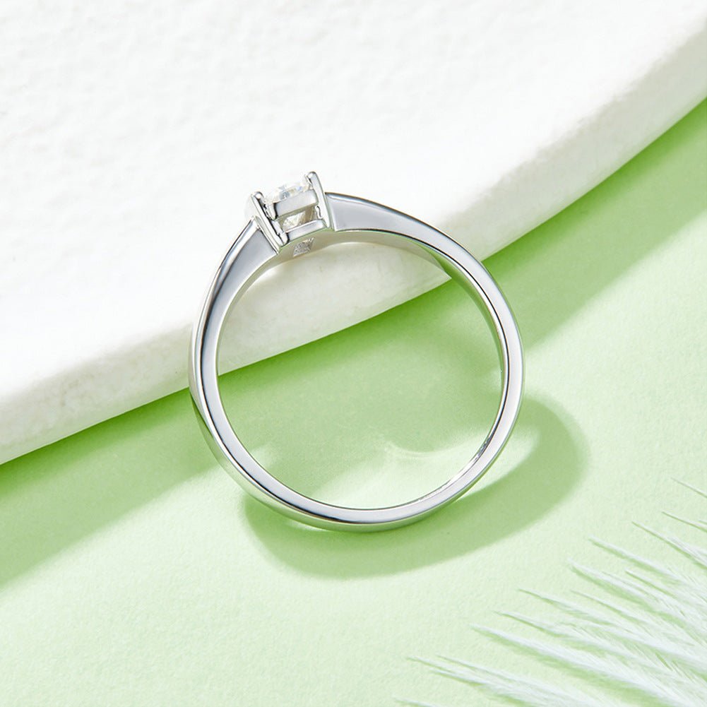 Commuter's all-matching0.5ct Rectangular Moissanite Ring s925Sterling Silver Gold Plated Women's Ring